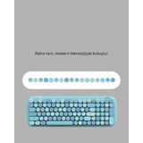 Ucuz Tekno Retro Daktilo Stilli Kablosuz Klavye Mouse Seti – Sessiz ve Şık