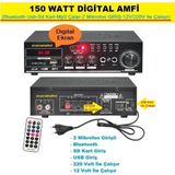 Ucuzcu Market 150 Watt Seslendirme Amfi(Bluetooth Usb-Sd Kart-Mp3 Çalar-2 Mikrofon GIRIŞ-12V/220V)