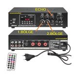 Ucuzcu Market 200W Hat Trafolu 2 Kanal(Bölge) Amfi (Iki Mikrofon Giriş / Bluetooth USB / Sd Kart / Mp3)