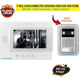 Ucuzcu Market 7 Inç Dokunmatik Görüntülü Diafon (Renkli-Sesli Konuşma-Kapıyı Açma)
