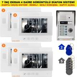 Ucuzcu Market 7 Inç Ekran 4 Dairelik Görüntülü Diafon Sistemi (Kartlı Geçiş-Renkli-Sesli Konuşma-Kapıyı Açma)