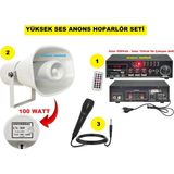 Ucuzcu Market Anons Hoparlör Seti (100 Watt Hoparlör - Mikrofon - USB - Sd Kart Girişli Mobil Amfi)