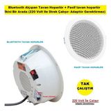 Ucuzcu Market Bluetooth Alçıpan Tavan Hoparlör + Pasif Tavan Hoparör Ikisi Bir Arada (220 Volt ile Direk Çalışır- Adaptör Gerektirmez)