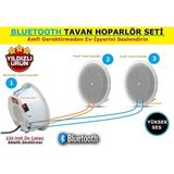 Ucuzcu Market Bluetooth Tavan Hopalör Seti (1 Adet Bluetooth Hoparlör + 2 Adet Pasif Hoparlör)