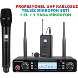 Ucuzcu Market Profesyonel Uhf Kablosuz Telsiz Mikrofon Seti ( 1 El + 1 Yaka Mikrofon)