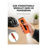 Ucuztekno 5000 Mah Bataryalı Bisiklet Farı Cob Çakar Çok Fonksiyonlu