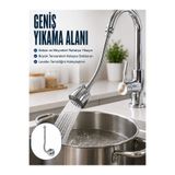 UCUZTEKNO Esnek Spiral Musluk Uzatma Fıskiyesi Su Tasarruflu Ayarlanabilir Musluk Başlığı