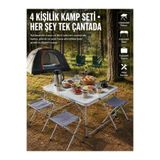 Ucuztekno Katlanabilir Kamp Masası Ve 4 Tabure Seti Taşınabilir Alüminyum Gövdeli Piknik Masası