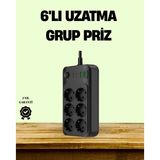 Ucuztekno tekno 2500W Güçlü 6’lı Priz USB ve Type-C Çıkışlı Termal Korumalı 2026