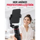 Ucuztekno tekno 360° AI Akıllı Takipli Selfie Stick Gimbal Stabilizatör Bluetooth Kumandalı Uzayabilir Te