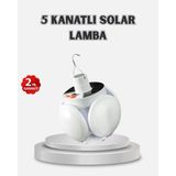 Ucuztekno tekno Güneş Enerjili ve USB Şarjlı LED Kamp Lambası – 5 Farklı Işık Modlu, Askılı Tasar�