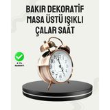 Ucuztekno tekno Nostaljik Büyük Boy Metal Masa Saati Bronz Kaplama ve Yüksek Sesli Alarm 2026