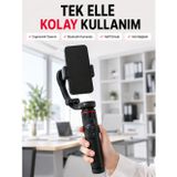 Ucuztekno tekno Profesyonel AI Gimbal Selfie Stick Yüz Takipli Telefon Sabitleyici Bluetooth Kumandalı Katla