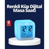 Ucuztekno tekno Renk Değiştiren LED Alarmlı Dijital Küp Masa Saati 2026