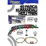 Ucuzuna Bak 49 Parça Uzaktan Kumandalı Pilli Sesli Işıklı 264 cm Hızlı Tren Set ve Kavisli Ağaç İşaretli Oyuncak