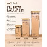 Ucuzunabak 3’lü Bambu Kapaklı Sızdırmaz Erzak Saklama Kabı Seti Bpa Free Mutfak Düzenleyici