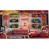 UDATOYS Cars Arabalar Mcqueen Tır Mack Trafik Kural Ikaz Işaretlerş Eğitici Öğrenme ve Metal Araba Seti - Kırmızı