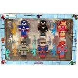 UDATOYS Minecraft Venom Iron Man Kaptan Amerika Örümcek Adam Oyuncak Karakter Figür Seti 9 cm - Mavi