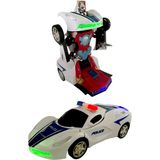 UDATOYS Robota Dönüşen Polis Arabası Oyuncak Ferrari Müzikli Işıklı Çarp Dön Araba 20 cm - yok