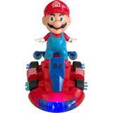 UDATOYS Süper Mario Go Kart Arabası Oyuncak Dönen Işıklı Müzikli Maryo ve Arabası 22 cm - Bahar