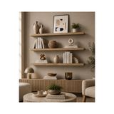 UDECCO MOBİLYA Miora 3’lü Duvar Rafı 100x15 cm MDF Raf Seti | Gizli Montajlı Modern Kitaplık Mutfak Banyo Salon Rafı