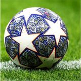 Uefa Şampiyonlar Ligi 430 Gram Maç ve Antreman Lazer Kesim Futbol Topu - Beyaz - Mavi