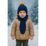 ues LACİVERT TEK PONPONLU TRİKO ATKI BERE SET