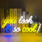 UExnkj-Y You Look So Cool Neon Tabela LED Işıklı Tabela Levha Kelime Neon Işık Duvar Dekorasyonu için LED Neon Işıklar USB Neon Işık Pub Ev Bar Oda Kulüp Parti Dekor Hediye