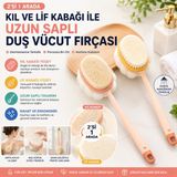 Ufak Tefek Şeyler 2'si 1 Arada Doğal Kıl ve Lif Kabağı Uzun Saplı Banyo Sırt Kesesi Duş Vücut Fırçası