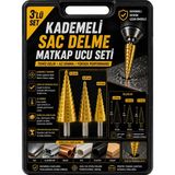 Ufak Tefek Şeyler 3'lü Kademeli Matkap Ucu Seti 4-12 / 4-20 / 4-32 mm Titanyum Hss Sac Metal Konik Delme Takımı