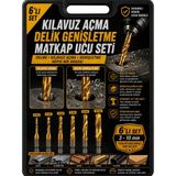 Ufak Tefek Şeyler 6'lı Kombi Kılavuz Matkap Ucu Seti Hss Titanyum Metal Delme Diş Açma Pafta Takımı