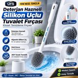 Ufak Tefek Şeyler Deterjan Hazneli Silikon Tuvalet Fırçası Seti 360° Esnek Başlıklı Banyo Klozet Temizleme Fırçası - Beyaz
