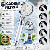 Ufak Tefek Şeyler Filtreli Duş Başlığı 5 Kademeli - Su Arıtmalı, Klor ve Kireç Önleyici, Yüksek Basınçlı Masajlı Duş Başlığı