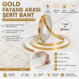 Ufak Tefek Şeyler Gold Fayans Arası Şerit Bant 1 cm x 50 Metre Kendinden Yapışkanlı Dekoratif Derz Bandı