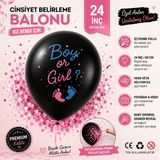 Ufak Tefek Şeyler Pembe Pullu Cinsiyet Belirleme Balonu Siyah Büyük Boy 24 Inç - Boy Or Girl (Kız Bebek Için)