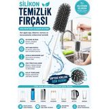 Ufak Tefek Şeyler Silikon Biberon Şişe Temizleme Fırçası Uzun Saplı Matara Bardak Termos Kavanoz Yıkama Fırçası