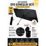 Ufak Tefek Şeyler Tesla Model 3 Long Range Araca Uygun Oto Ön Cam Güneşliği Işıklı Küllük Hediyeli - Siyah - Gümüş