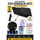 Ufak Tefek Şeyler Tesla Model 3 Long Range Araca Uygun Oto Ön Cam Güneşliği Rgb Işıklı Küllük Hediyeli - Siyah - Gümüş