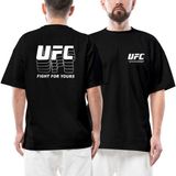 Ufc Fight For Yours Limited Edition Kapşonlu Sweathsirt Ön Arka Baskılı Siyah Oversize Tişört