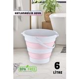 UFİX 6 litre Katlanabilir Kova Katlanır Akordiyon Su Kovası Ve Banyo Pudra Pembe