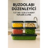 UFİX Buzdolabı Düzenleyici Organizer Sızdırmaz Kapak Mikrodalgaya Uygun Difriz Saklama Kabı Toplam 2 lt
