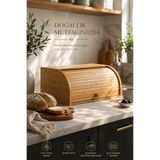 UFİX Doğal Bambu DEMONTE Ekmeklik, Ekmek Kutusu, Kayar Kapaklı, Geniş Hacimli, 38 x 23 x 19 cm