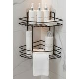 UFİX Yapışkanlı 2 Katlı Banyo Köşeliği Köşe Rafı Duş Şampuanlık Duvar Düzenleyici Organizer Raf