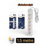 UFO Akım Korumalı 1.5 mt Kablolu Grup Priz Max 3500W 16 Amper Aşırı Yük Koruması 6lı Çoklu Priz Beyaz