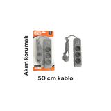 UFO Akım korumalı seyyar grup priz kablolu topraklı 0.50 cm ((Gri renk )) 3500 watt