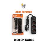 UFO Akım korumalı seyyar grup priz kablolu topraklı 0.50 cm ((siyah renk )) 3500 watt