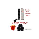 UFO Akım Korumalı Usb Sarj Aleti 6 Lı 3 Metre Siyah Topraklı Grup Priz Golyat Hediyeli