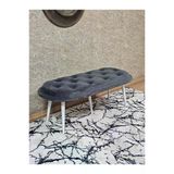 Ufo Oturak Bench - Beyaz Boyalı Sivriltme Ayak - Oturak - Bench - Puf - Yatak Ucu Pufu Füme Renk 100 X 50 Boyut/Ebat