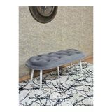 Ufo Oturak Bench - Beyaz Boyalı Sivriltme Ayak - Oturak - Bench - Puf - Yatak Ucu Pufu Gri Renk 100 X 50 Boyut/Ebat