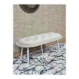 Ufo Oturak Bench - Beyaz Boyalı Sivriltme Ayak - Oturak - Bench - Puf - Yatak Ucu Pufu Krem Renk 100 X 50 Boyut/Ebat